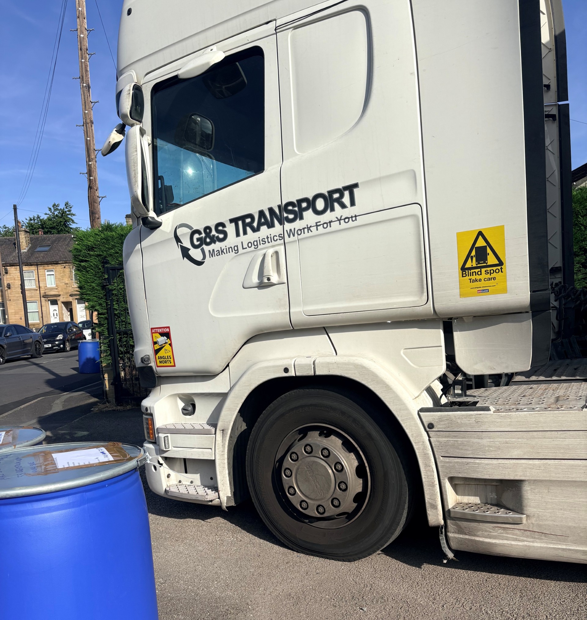 The G and S Transport lorry that carried the container on the first leg of its journey
